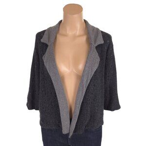 Eileen Fisher Doubleface Knit Cropped Cardigan Size L Womens Gray Sweater $248